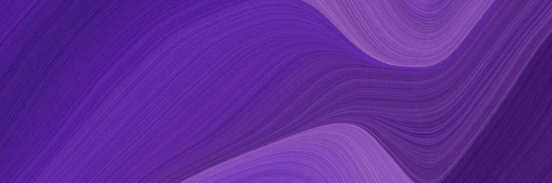 abstract flowing designed horizontal banner with dark slate blue, moderate violet and very dark violet colors. fluid curved lines with dynamic flowing waves and curves for poster or canvas