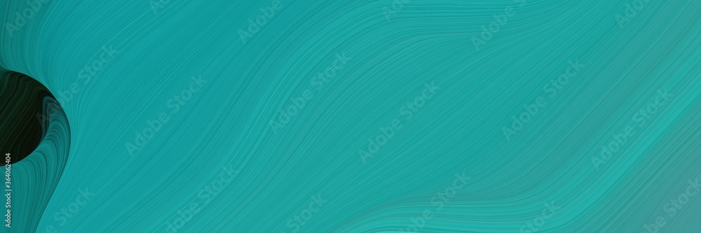 Fototapete abstract modern designed horizontal header with light sea green, very dark green and blue chill colo