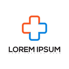 orange and blue medical cross