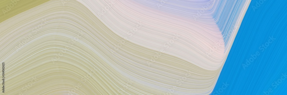 Poster abstract artistic designed horizontal banner with pastel gray, dodger blue and tan colors. fluid cur