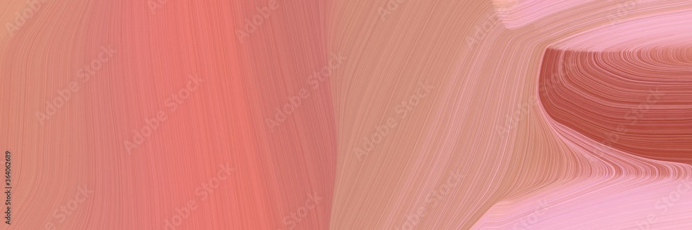 Poster abstract modern horizontal header with dark salmon, light coral and light pink colors. fluid curved 