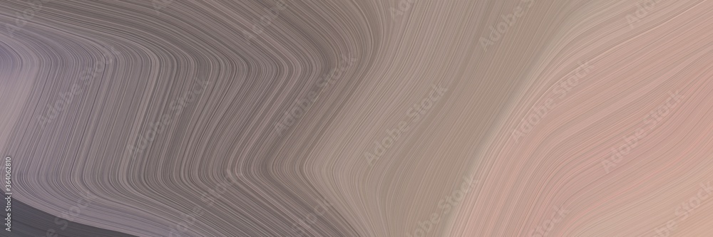 Poster abstract moving horizontal banner with gray gray, rosy brown and tan colors. fluid curved flowing wa
