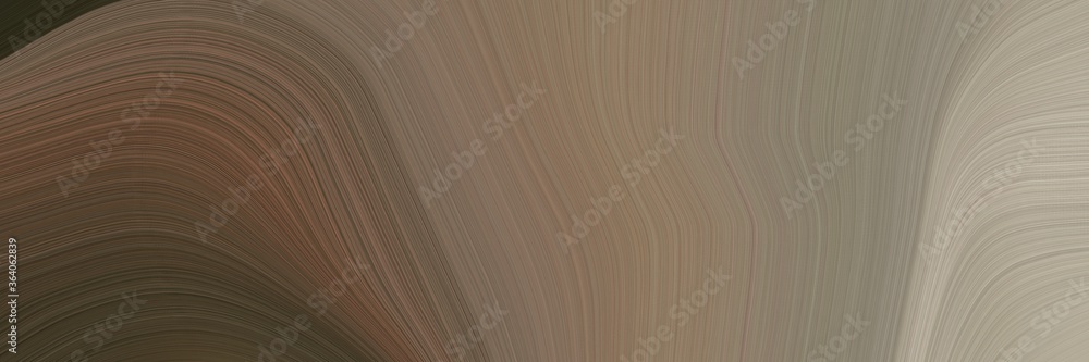 Poster abstract decorative banner design with pastel brown, very dark green and dark gray colors. fluid cur