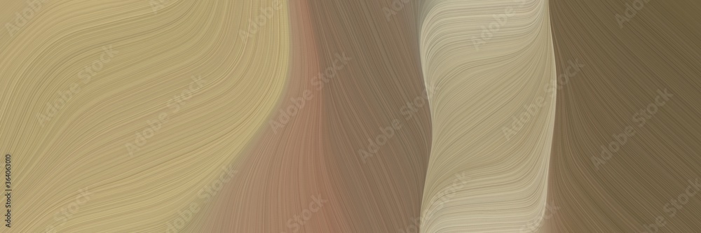 Poster abstract moving horizontal header with rosy brown, pastel brown and tan colors. fluid curved flowing