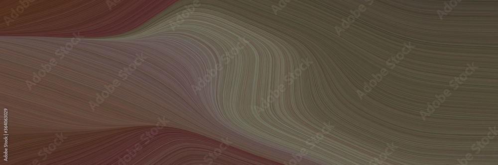 Poster abstract moving designed horizontal banner with old mauve, dim gray and very dark pink colors. fluid curved flowing waves and curves for poster or canvas