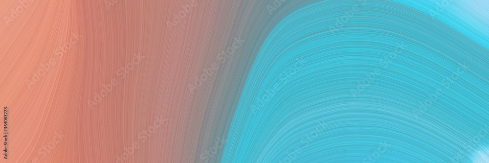 Fototapete abstract dynamic header with medium turquoise, dark salmon and rosy brown colors. fluid curved lines with dynamic flowing waves and curves for poster or canvas