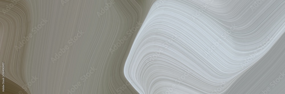 Poster abstract artistic designed horizontal header with dark gray, light slate gray and light gray colors. fluid curved flowing waves and curves for poster or canvas