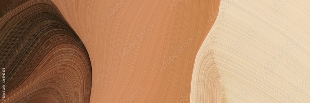 Poster abstract surreal banner design with peru, very dark green and wheat colors. fluid curved lines with 