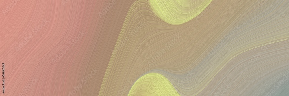 Aufkleber abstract dynamic horizontal header with rosy brown, khaki and dark salmon colors. fluid curved flowing waves and curves for poster or canvas