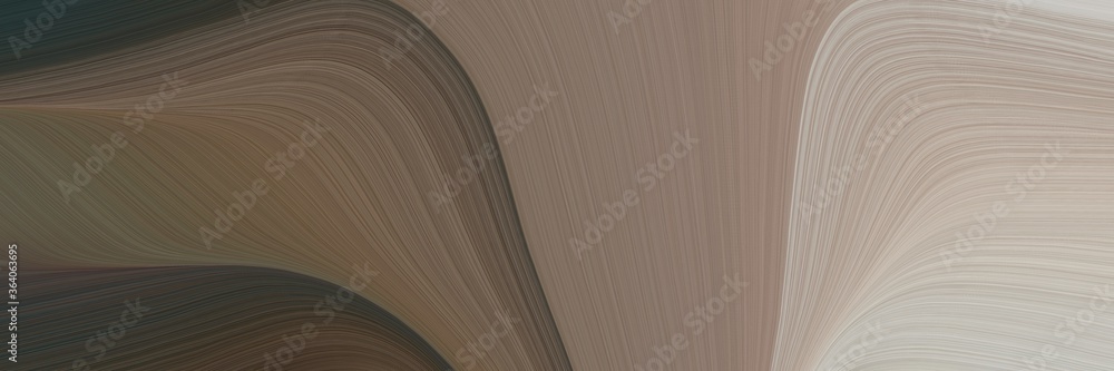 Fototapete abstract flowing designed horizontal header with pastel brown, silver and dark slate gray colors. fluid curved lines with dynamic flowing waves and curves for poster or canvas