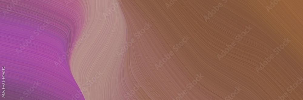 Poster abstract artistic designed horizontal banner with pastel brown, antique fuchsia and rosy brown colors. fluid curved lines with dynamic flowing waves and curves for poster or canvas