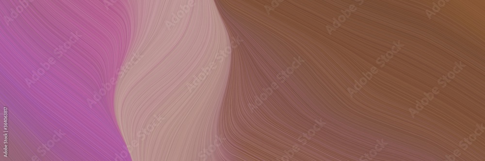 Poster abstract decorative banner with rosy brown, pastel brown and mulberry colors. fluid curved lines wit