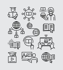 Online Education Vector Line Icons Set