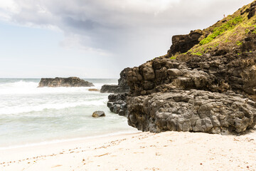 Fototapeta na wymiar rocks on the beach in Gris Gris, Mauritius