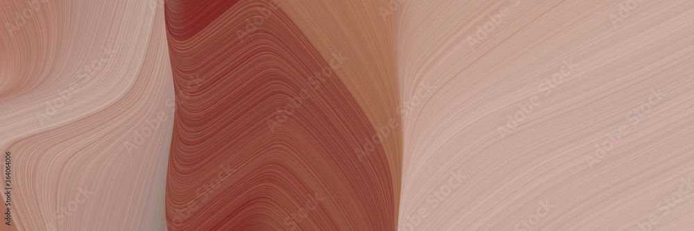 Fototapete abstract surreal designed horizontal header with rosy brown, saddle brown and sienna colors. fluid curved lines with dynamic flowing waves and curves for poster or canvas