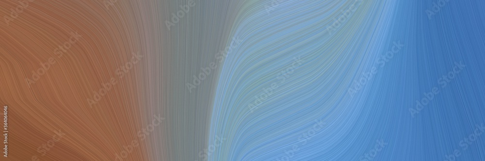 Aufkleber abstract decorative horizontal header with cadet blue, pastel brown and gray gray colors. fluid curved lines with dynamic flowing waves and curves for poster or canvas