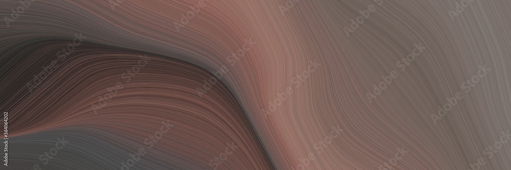 Fototapete abstract surreal horizontal header with pastel brown, very dark blue and gray gray colors. fluid curved lines with dynamic flowing waves and curves for poster or canvas