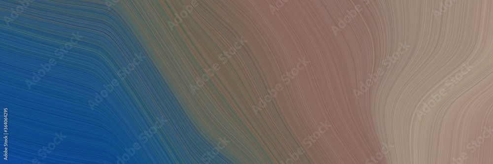 Fototapete abstract modern designed horizontal header with pastel brown, teal blue and dim gray colors. fluid curved lines with dynamic flowing waves and curves for poster or canvas