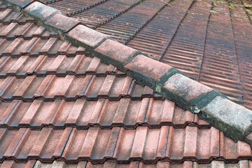 Old seamless orange roof tile texture background.