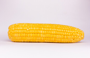 pieces of yellow corn, isolated corn, viewed from the side