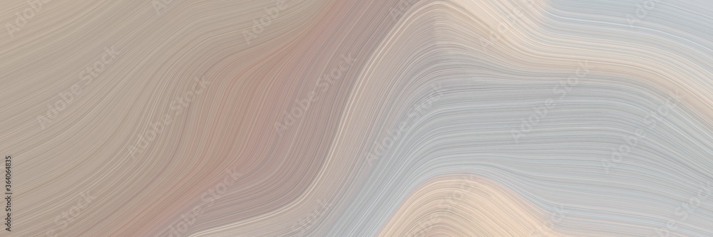 Poster abstract flowing designed horizontal banner with dark gray, light gray and wheat colors. fluid curve