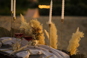 wedding location - table, dekr, plates, glasses