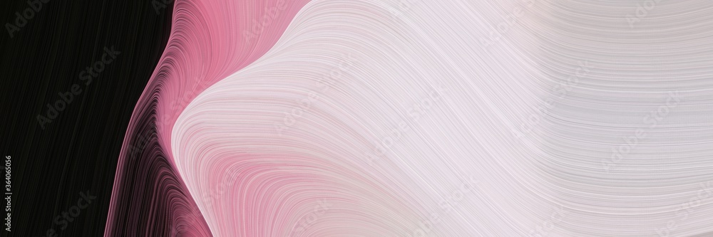 Poster abstract flowing banner design with light gray, black and pastel brown colors. fluid curved flowing 
