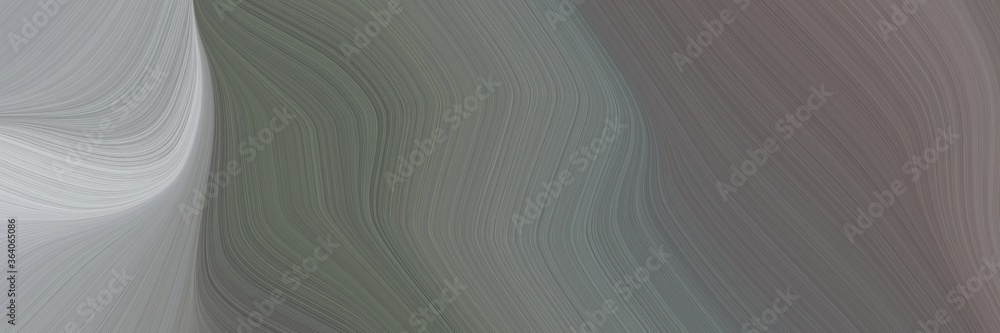 Aufkleber abstract colorful horizontal banner with dim gray, silver and dark gray colors. fluid curved lines w