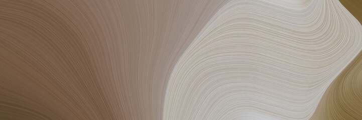 abstract flowing horizontal banner with pastel brown, silver and dark gray colors. fluid curved lines with dynamic flowing waves and curves for poster or canvas