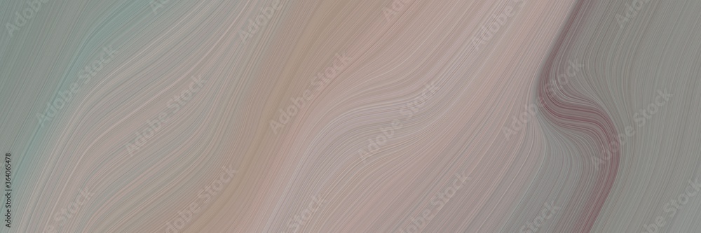 Poster abstract dynamic horizontal banner with rosy brown, dim gray and old lavender colors. fluid curved lines with dynamic flowing waves and curves for poster or canvas