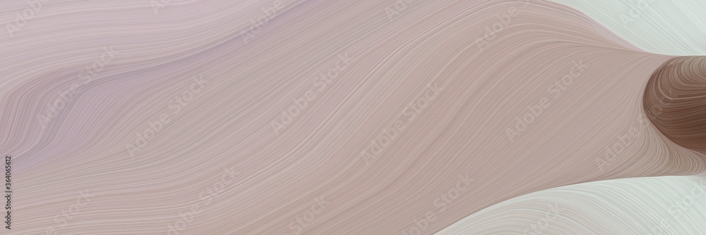 Poster abstract flowing horizontal banner with dark gray, old mauve and light gray colors. fluid curved flowing waves and curves for poster or canvas