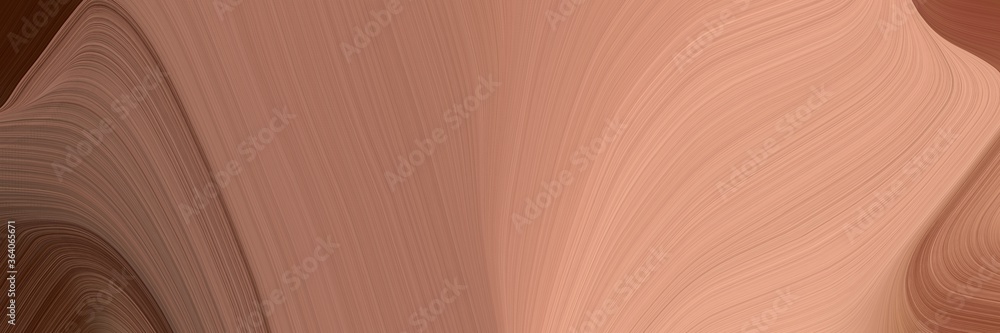 Poster abstract decorative horizontal banner with rosy brown, old mauve and pastel brown colors. fluid curv