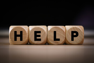 Help Concept Wooden Cube Blocks