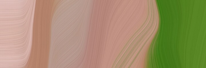 abstract flowing header with rosy brown, dark green and baby pink colors. fluid curved flowing waves and curves for poster or canvas