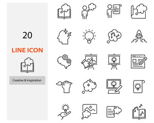 set of creative icons, idea, thinking, inspiration