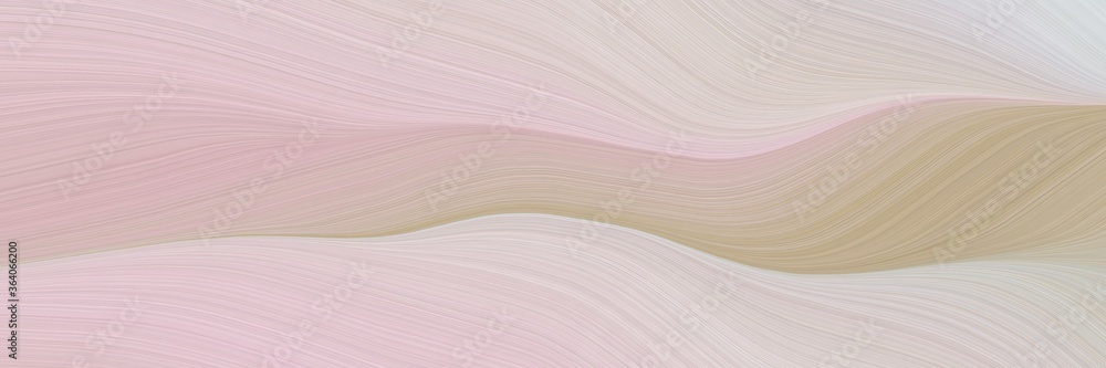 Poster abstract colorful designed horizontal banner with pastel gray, rosy brown and tan colors. fluid curved lines with dynamic flowing waves and curves for poster or canvas