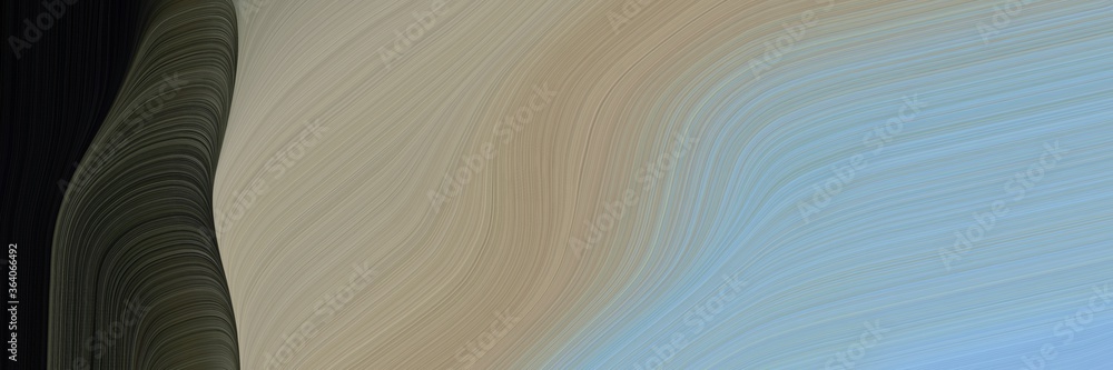 Poster abstract surreal banner design with dark gray, very dark green and sky blue colors. fluid curved flowing waves and curves for poster or canvas
