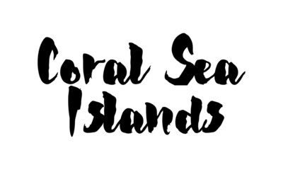 Coral Sea Islands Country Name Handwritten Text Calligraphy 