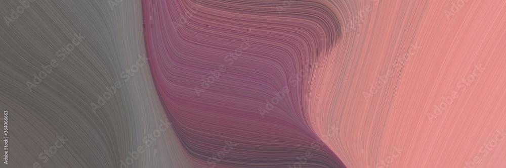 Poster abstract colorful horizontal header with dim gray, dark salmon and antique fuchsia colors. fluid curved flowing waves and curves for poster or canvas