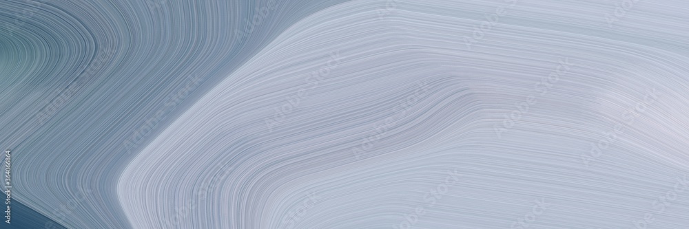 Poster abstract surreal designed horizontal banner with pastel blue, teal blue and light slate gray colors. fluid curved flowing waves and curves for poster or canvas