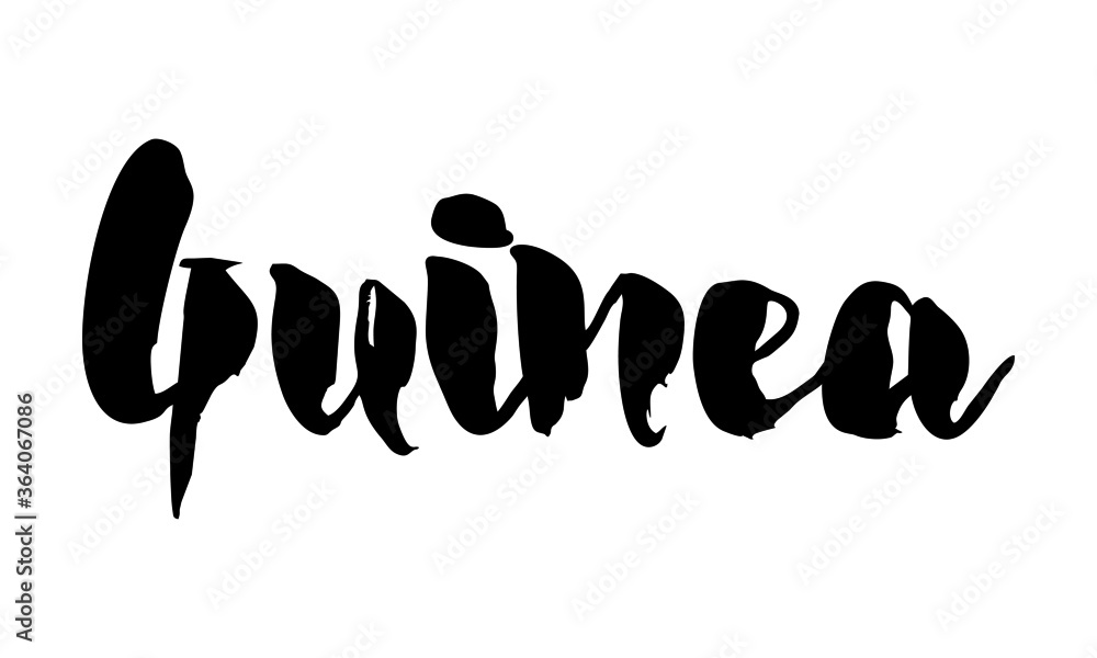 Fototapete guinea country name handwritten text calligraphy black color text on white background