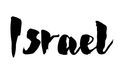 Israel Country Name Handwritten Text Calligraphy Black Color Text 
on White Background
