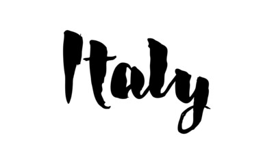 Italy Country Name Handwritten Text Calligraphy Black Color Text 
on White Background