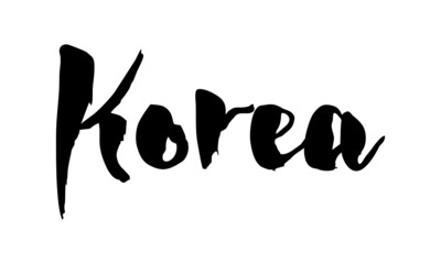 Obraz premium Korea Country Name Handwritten Text Calligraphy Black Color Text on White Background