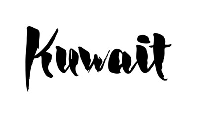 Obraz premium Kuwait Country Name Handwritten Text Calligraphy