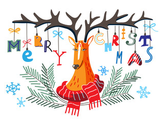 Creative Merry Christmas greeting funny banner