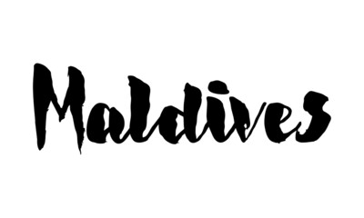Maldive Country Name Handwritten Text Calligraphy Black Color Text 
on White Background