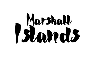 Fototapeta na wymiar Marshall Islands Country Name Handwritten Text Calligraphy Black Color Text on White Background