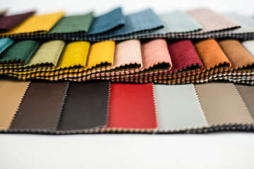 Catalog of various fabrics and dermantine on color, quality and the price for production of upholstered furniture, chairs. Nobody