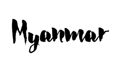 Myanmar Country Name Handwritten Text Calligraphy